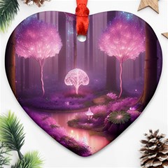 Trees Forest Landscape Nature Neon Ornament (heart)