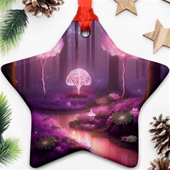 Trees Forest Landscape Nature Neon Ornament (star)