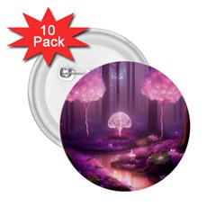 Trees Forest Landscape Nature Neon 2 25  Buttons (10 Pack)  by Uceng