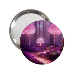 Trees Forest Landscape Nature Neon 2 25  Handbag Mirrors by Uceng