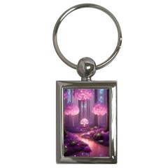 Trees Forest Landscape Nature Neon Key Chain (rectangle) by Uceng