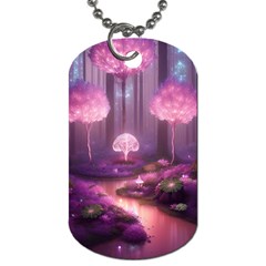 Trees Forest Landscape Nature Neon Dog Tag (one Side) by Uceng