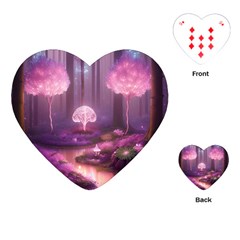 Trees Forest Landscape Nature Neon Playing Cards Single Design (heart) by Uceng