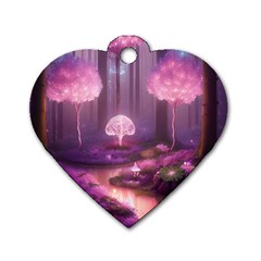 Trees Forest Landscape Nature Neon Dog Tag Heart (one Side) by Uceng