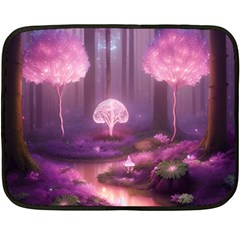 Trees Forest Landscape Nature Neon Fleece Blanket (mini) by Uceng