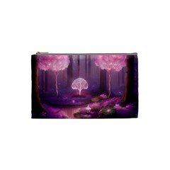 Trees Forest Landscape Nature Neon Cosmetic Bag (small) by Uceng