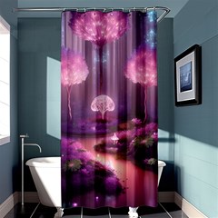 Trees Forest Landscape Nature Neon Shower Curtain 36  X 72  (stall)  by Uceng