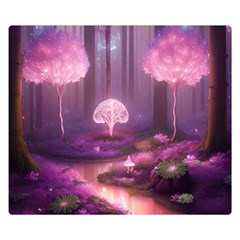 Trees Forest Landscape Nature Neon Two Sides Premium Plush Fleece Blanket (small) by Uceng