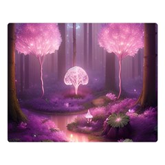 Trees Forest Landscape Nature Neon Two Sides Premium Plush Fleece Blanket (large) by Uceng