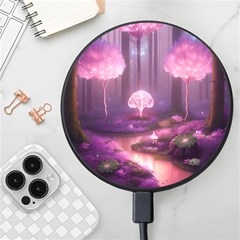 Trees Forest Landscape Nature Neon Wireless Fast Charger(black)