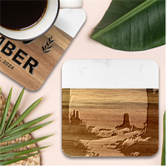 Trees Forest Landscape Nature Neon Marble Wood Coaster (square)