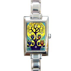 Owl Animal Cartoon Drawing Tree Nature Landscape Rectangle Italian Charm Watch by Uceng