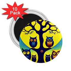 Owl Animal Cartoon Drawing Tree Nature Landscape 2 25  Magnets (10 Pack)  by Uceng