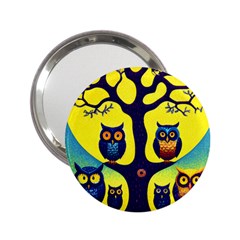 Owl Animal Cartoon Drawing Tree Nature Landscape 2 25  Handbag Mirrors by Uceng