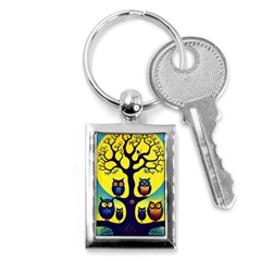 Owl Animal Cartoon Drawing Tree Nature Landscape Key Chain (rectangle) by Uceng