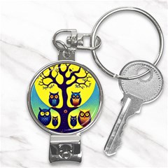 Owl Animal Cartoon Drawing Tree Nature Landscape Nail Clippers Key Chain by Uceng