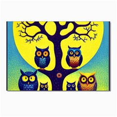 Owl Animal Cartoon Drawing Tree Nature Landscape Postcard 4 x 6  (pkg Of 10) by Uceng