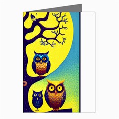 Owl Animal Cartoon Drawing Tree Nature Landscape Greeting Cards (pkg Of 8)