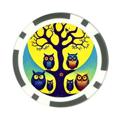 Owl Animal Cartoon Drawing Tree Nature Landscape Poker Chip Card Guard by Uceng