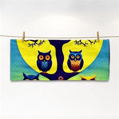 Owl Animal Cartoon Drawing Tree Nature Landscape Hand Towel by Uceng