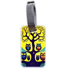 Owl Animal Cartoon Drawing Tree Nature Landscape Luggage Tag (two Sides) by Uceng