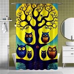 Owl Animal Cartoon Drawing Tree Nature Landscape Shower Curtain 48  X 72  (small)  by Uceng