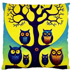 Owl Animal Cartoon Drawing Tree Nature Landscape Large Cushion Case (one Side) by Uceng