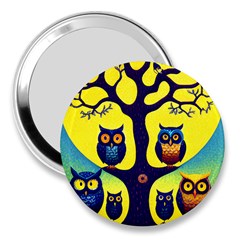 Owl Animal Cartoon Drawing Tree Nature Landscape 3  Handbag Mirrors by Uceng