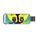 Owl Animal Cartoon Drawing Tree Nature Landscape Portable USB Flash (Two Sides) Front