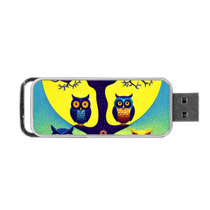 Owl Animal Cartoon Drawing Tree Nature Landscape Portable USB Flash (Two Sides)