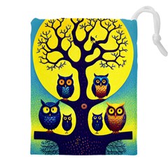 Owl Animal Cartoon Drawing Tree Nature Landscape Drawstring Pouch (4xl) by Uceng