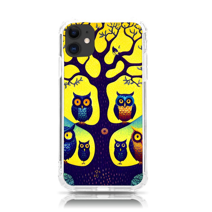 Owl Animal Cartoon Drawing Tree Nature Landscape iPhone 11 TPU UV Print Case