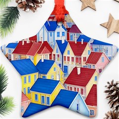 City Houses Cute Drawing Landscape Village Ornament (star)