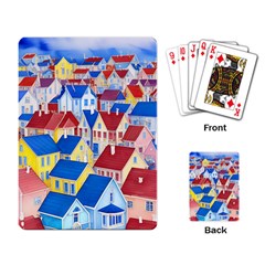 City Houses Cute Drawing Landscape Village Playing Cards Single Design (rectangle)