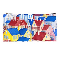 City Houses Cute Drawing Landscape Village Pencil Case by Uceng