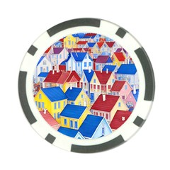 City Houses Cute Drawing Landscape Village Poker Chip Card Guard (10 Pack) by Uceng