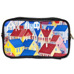 City Houses Cute Drawing Landscape Village Toiletries Bag (one Side) by Uceng