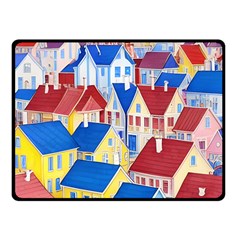 City Houses Cute Drawing Landscape Village Fleece Blanket (small) by Uceng