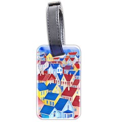 City Houses Cute Drawing Landscape Village Luggage Tag (two Sides) by Uceng