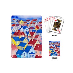 City Houses Cute Drawing Landscape Village Playing Cards Single Design (mini)