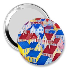 City Houses Cute Drawing Landscape Village 3  Handbag Mirrors by Uceng