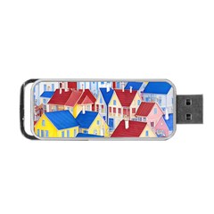 City Houses Cute Drawing Landscape Village Portable Usb Flash (two Sides) by Uceng