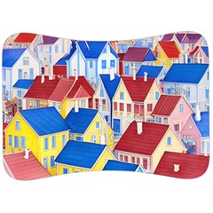 City Houses Cute Drawing Landscape Village Velour Seat Head Rest Cushion