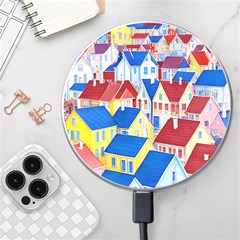 City Houses Cute Drawing Landscape Village Wireless Fast Charger(white) by Uceng