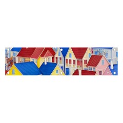 City Houses Cute Drawing Landscape Village Banner And Sign 4  X 1  by Uceng