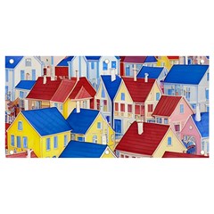 City Houses Cute Drawing Landscape Village Banner And Sign 4  X 2  by Uceng