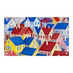 City Houses Cute Drawing Landscape Village Banner And Sign 5  X 3  by Uceng