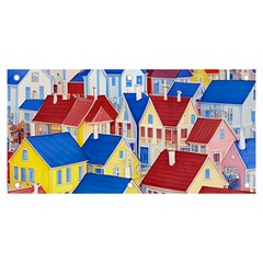 City Houses Cute Drawing Landscape Village Banner And Sign 6  X 3  by Uceng