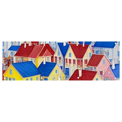 City Houses Cute Drawing Landscape Village Banner And Sign 9  X 3  by Uceng