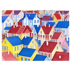 City Houses Cute Drawing Landscape Village Premium Plush Fleece Blanket (extra Small) by Uceng